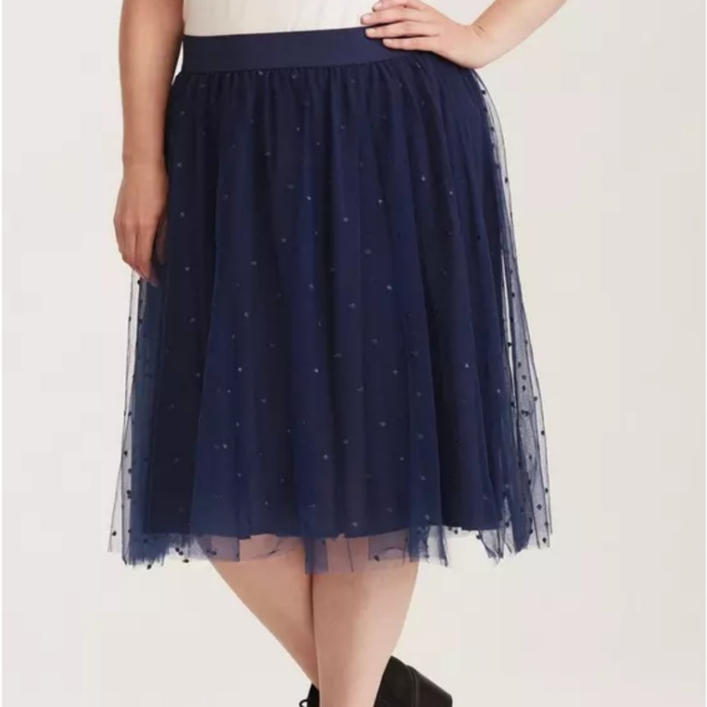 Torrid Embroidered Mesh Midi Skirt